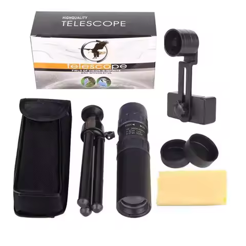 Monoculaire HD zoom 10-300x avec trépied et clip téléphone