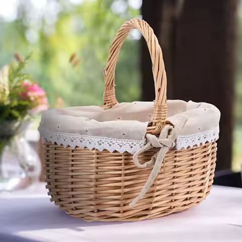 Panier en rotin ovale - Pique-nique compact