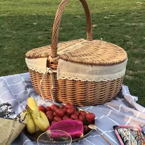 Panier en osier multifonction - Couvercle &amp; contenance