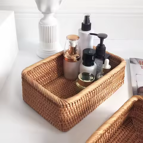 Panier rectangulaire en osier - Fruits &amp; cosmétiques