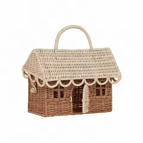 Panier osier maison fantaisie - Chambre d'enfant déco