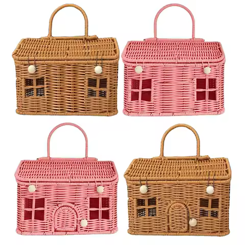 Panier en rotin forme maison - Style pastoral vintage