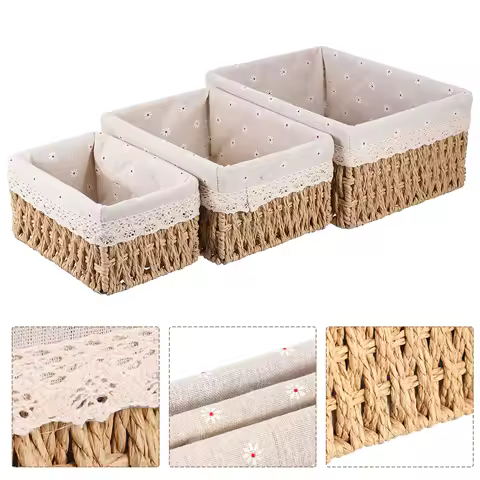 Set de 3 boîtes en rotin - Organisateur multi-tailles