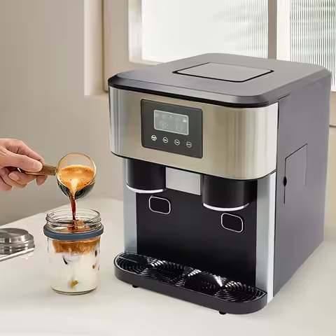 Machine à glaçons 3-en-1 inox — broyé + cube + nettoyage auto