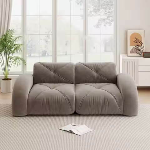 Sofa compressé chenille gris — sans cadre, sans montage