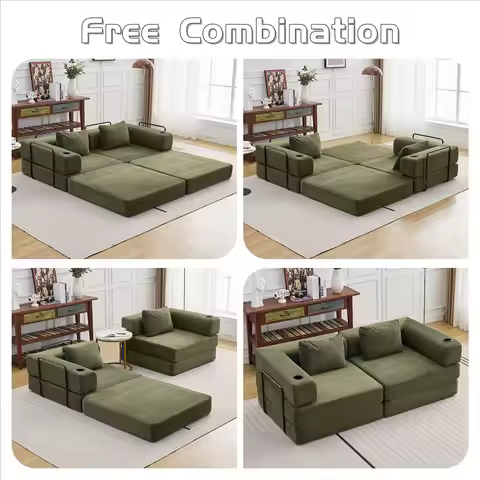 Canapé modulaire velours côtelé — convertible combinaison libre