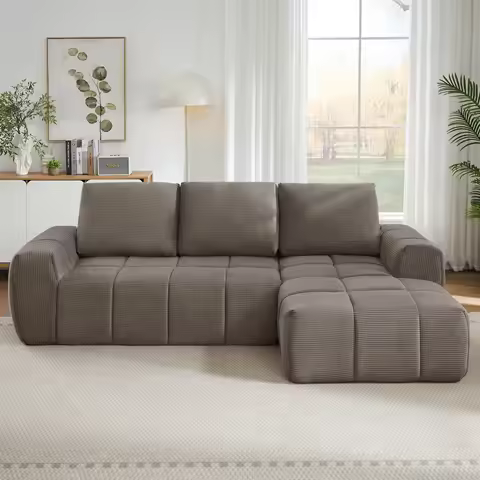Canapé en L convertible multifonction — sans assemblage moderne