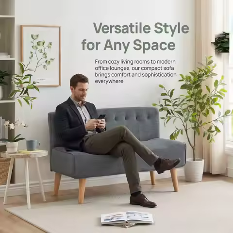 HAUSPROFI canapé 117 cm gris foncé — sans accoudoirs petit espace