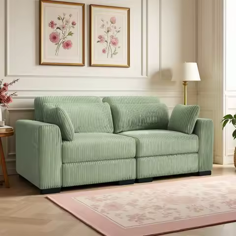 Canapé d'angle modulable velours côtelé — 2 places combinable