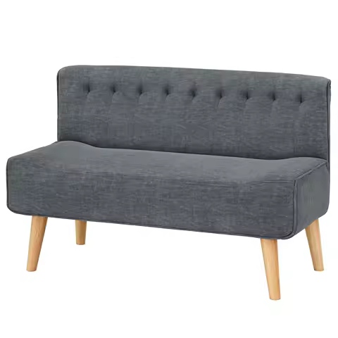Canapé tissu 2 places aspect lin — causeuse oreillers