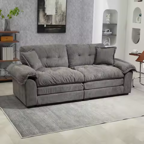 Canapé 2 places chenille assise profonde 213 cm