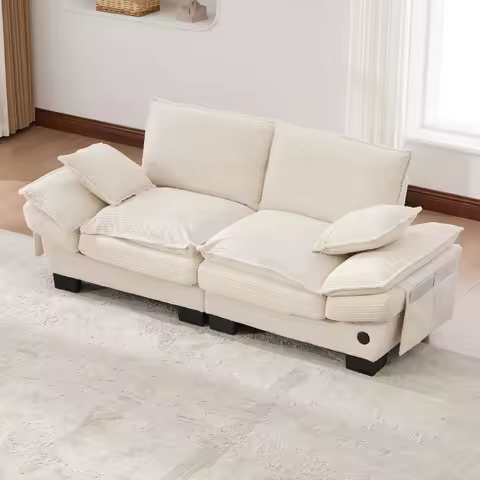 Canapé modulaire 2 places ergonomique velours côtelé