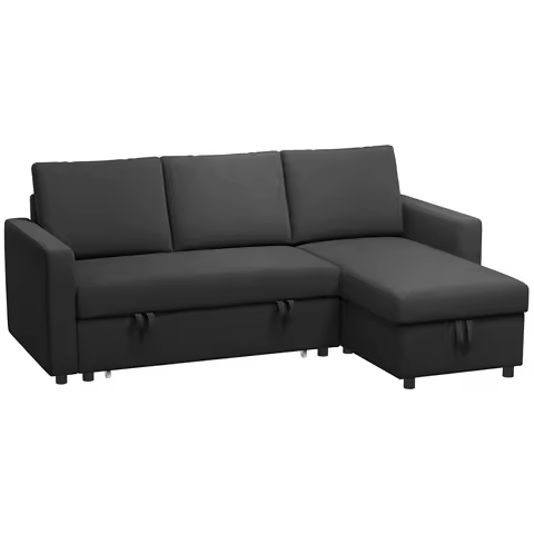 HOMCOM canapé d'angle 3 places — méridienne convertible
